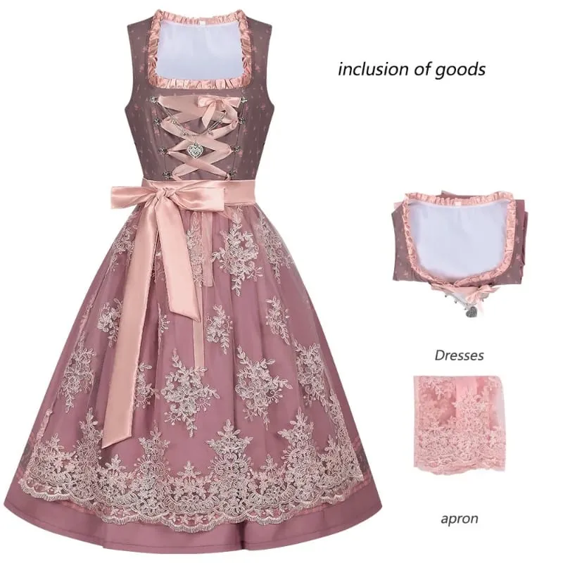 2026 Eur-USA Beer Festival Beer Dress for Women Traditional German Bavarian Costume Women's Skirts Halloween Lace Apron Outfit