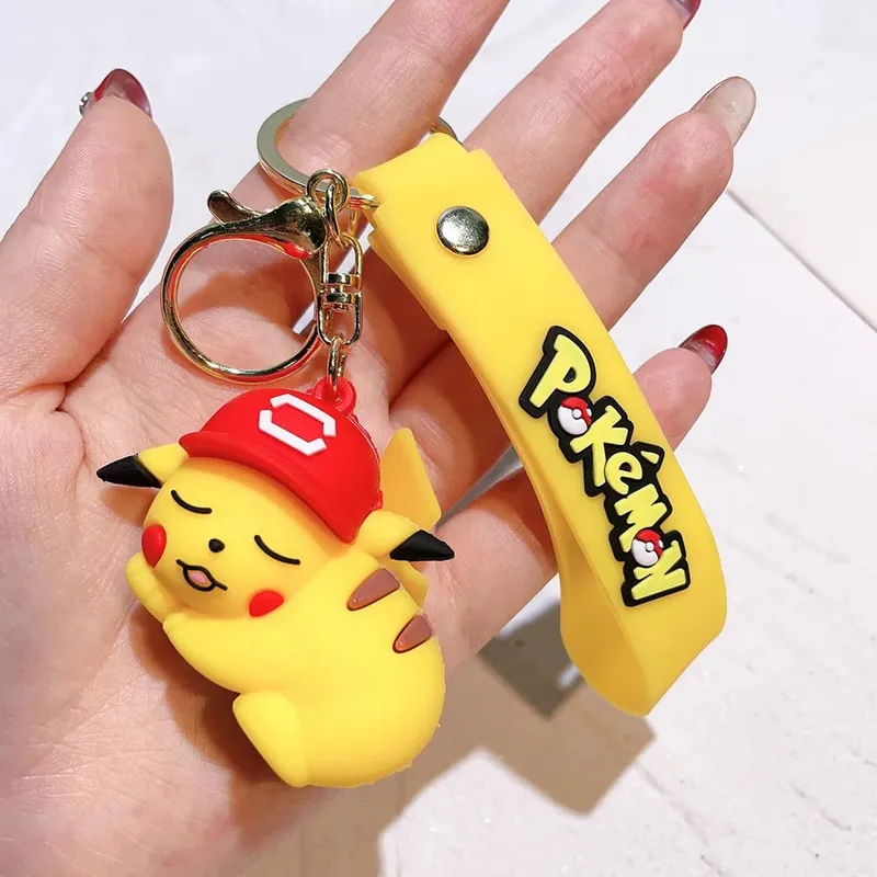 40 Style Wholesale Anime Pokémon Pikachu Eveen Keychain Cartoon Cute Charizard Keyring Student Backpack Car Key Chain Toys Gifts