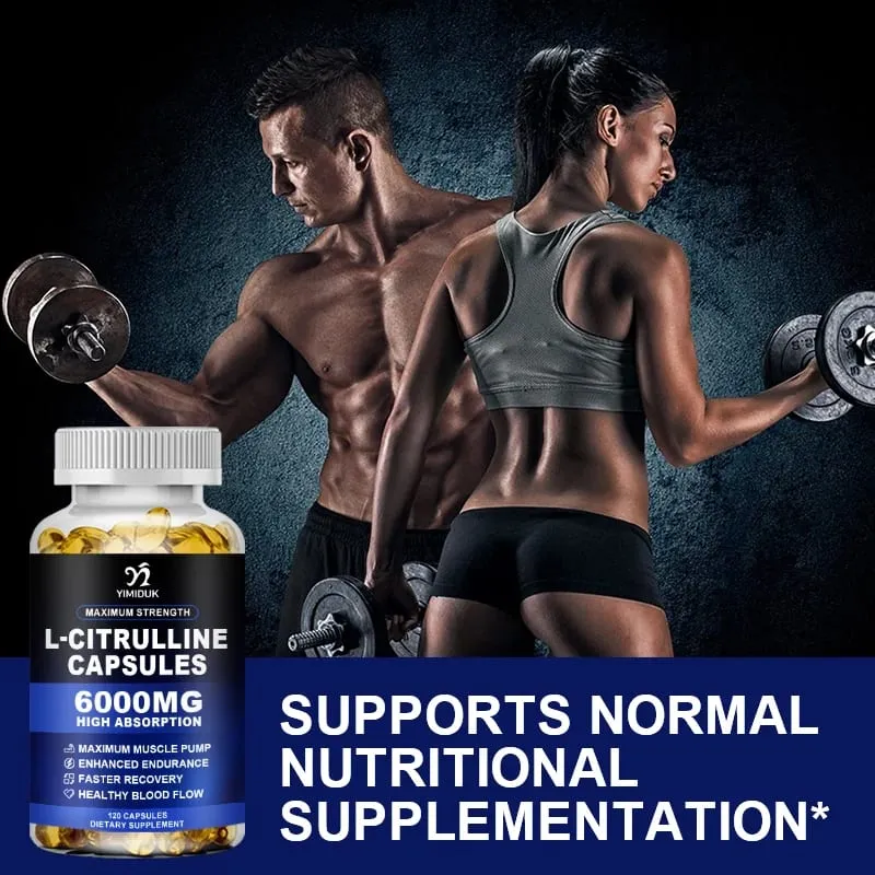 Maximum Strength L-Citrulline Capsules Support Blood Vessels Stamina Muscle Soreness for Bodybuilding & Strength Training