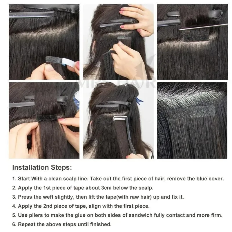 20PCS 12-22inches 30g/pack Tape in Hair Extensions Human Hair Seamless Tape Hair Extensions Skin Weft PU Tape On Hair