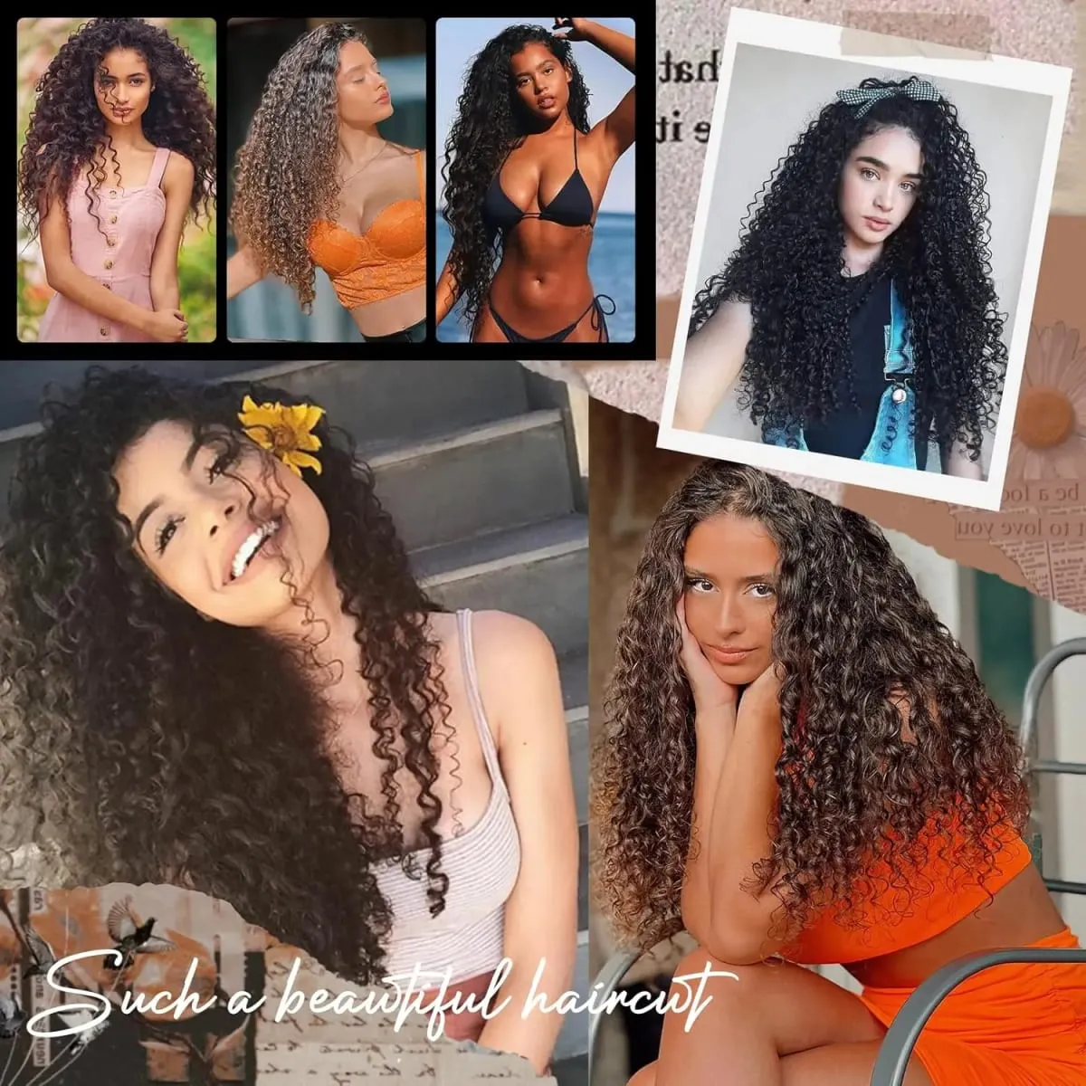 9PCS Clip-in Hair Extensions Kit Long Soft Curly Hair Extension Synthetic Kinky Curly Hairpieces Full Head Fake Pieces for Women