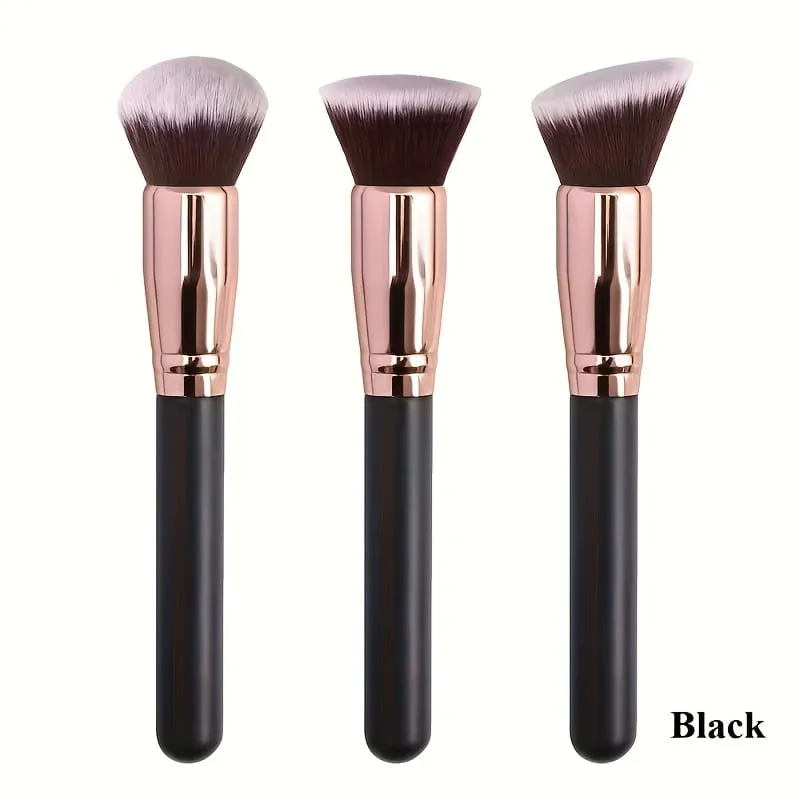 3pcs Professional Makeup Brush Set with Foundation Blush & Eyeshadow Brushes - Soft Nylon Bristles Portable Travel-Friendly Co