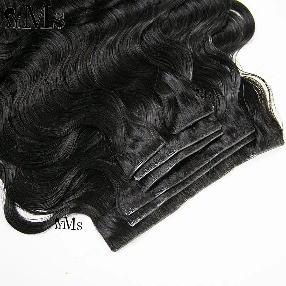 Invisible Edge Clip In Hair Extensions Body Wave YMS HAIR Body Wave Seamless PU Weft Thin Skin Clip In For Women Wholesale