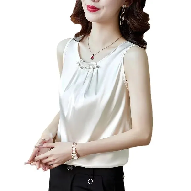 Ice Silk Women Summer Tanks Camis Vest Fashion Casual Sleeveless Ladies Street Tanks Tops Tees Hotsweet