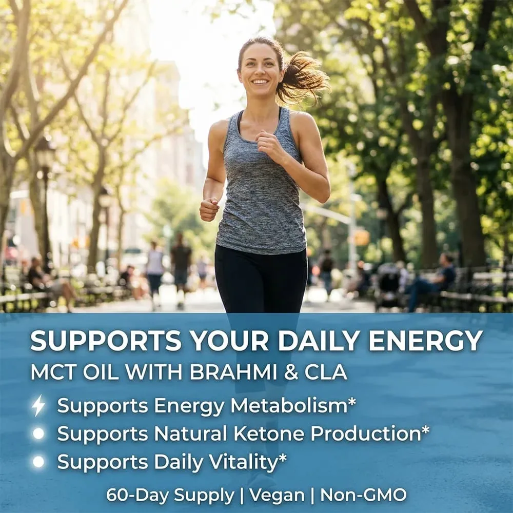 MCT Oil Capsules Natural Clean Energy & Cognitive Focus Supplement Clarity Brain & Body Gut Wellness Support Non-GMO