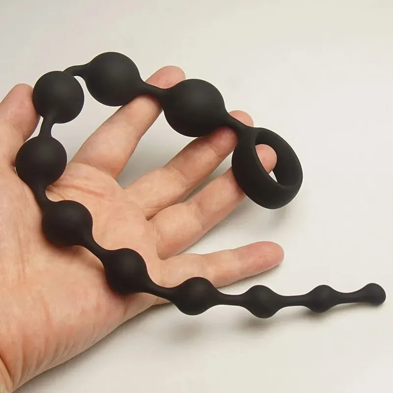 Silicone Anal Beads Sex Toys 10 Increasing Size Balls Anus Butt Plug Analplug Buttplug Butplug With Easy Pull Loop Handle