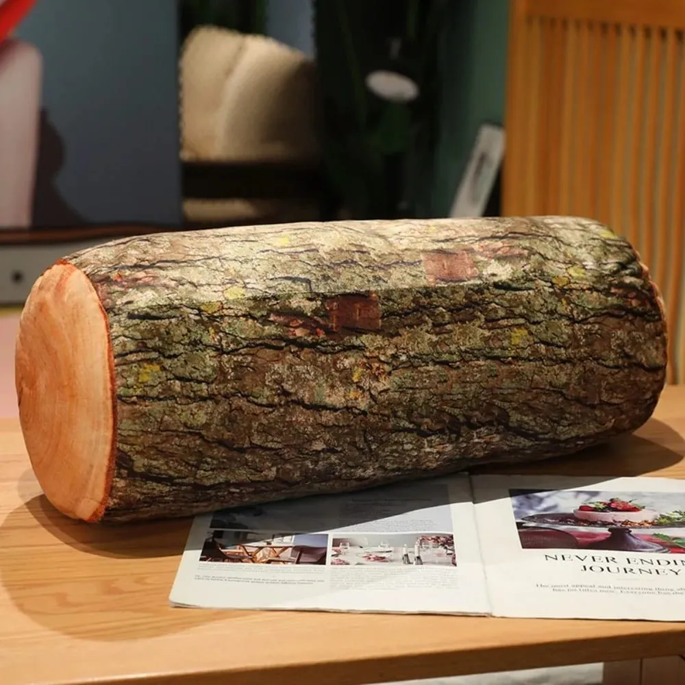 Material Tree Log Pillow Soft Texture PP Cotton Filled Stump Cushion Realistic Wood Grain Novelty Throw Pillow For Men