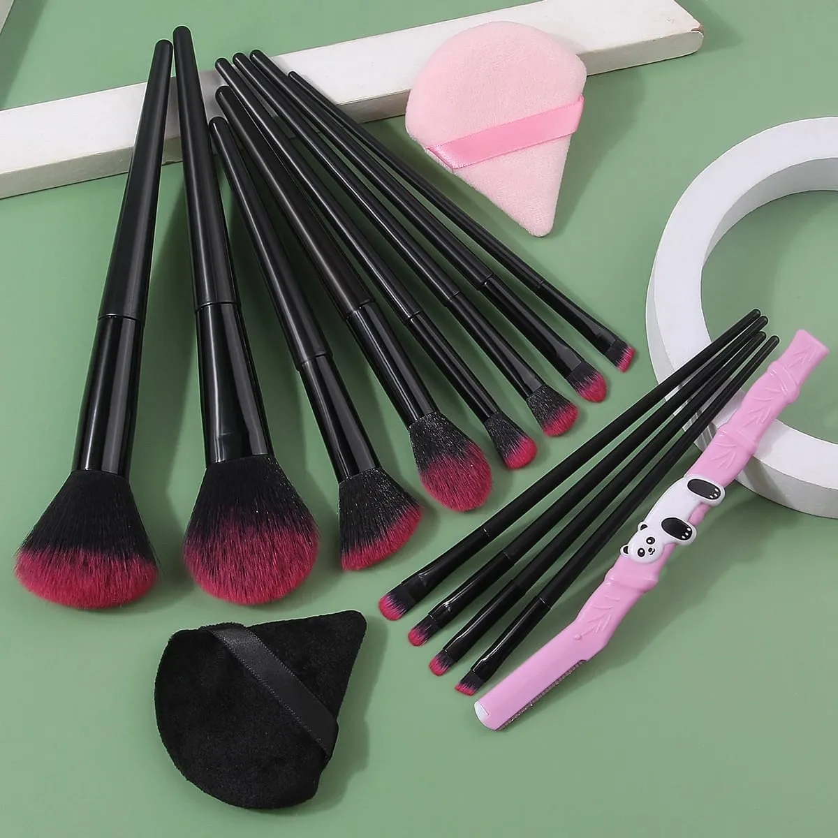 12/15/17Pc Soft Makeup Brushes Set for Beginners Loose Powder Blush Eyeshadow Brushes Dual-use Wet & Dry Makeup Sponge Triangle