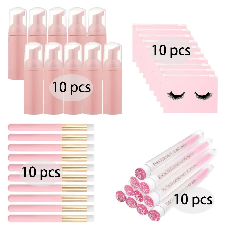 20/40Pcs 60ml Plastic Refillable Leakproof Empty Foam Pump Bottles Lash Shampoo Kit Travel Soap Dispenser Face Wash Makeup Tools