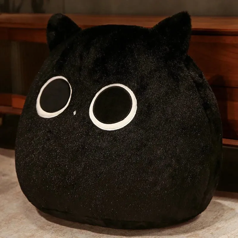 Generic Fluffy Cute Round Black And Brown Cat Plush Pillow Soft Stuffed Plush Toy Sofa Bed Back Cushion Home Decor For Adult