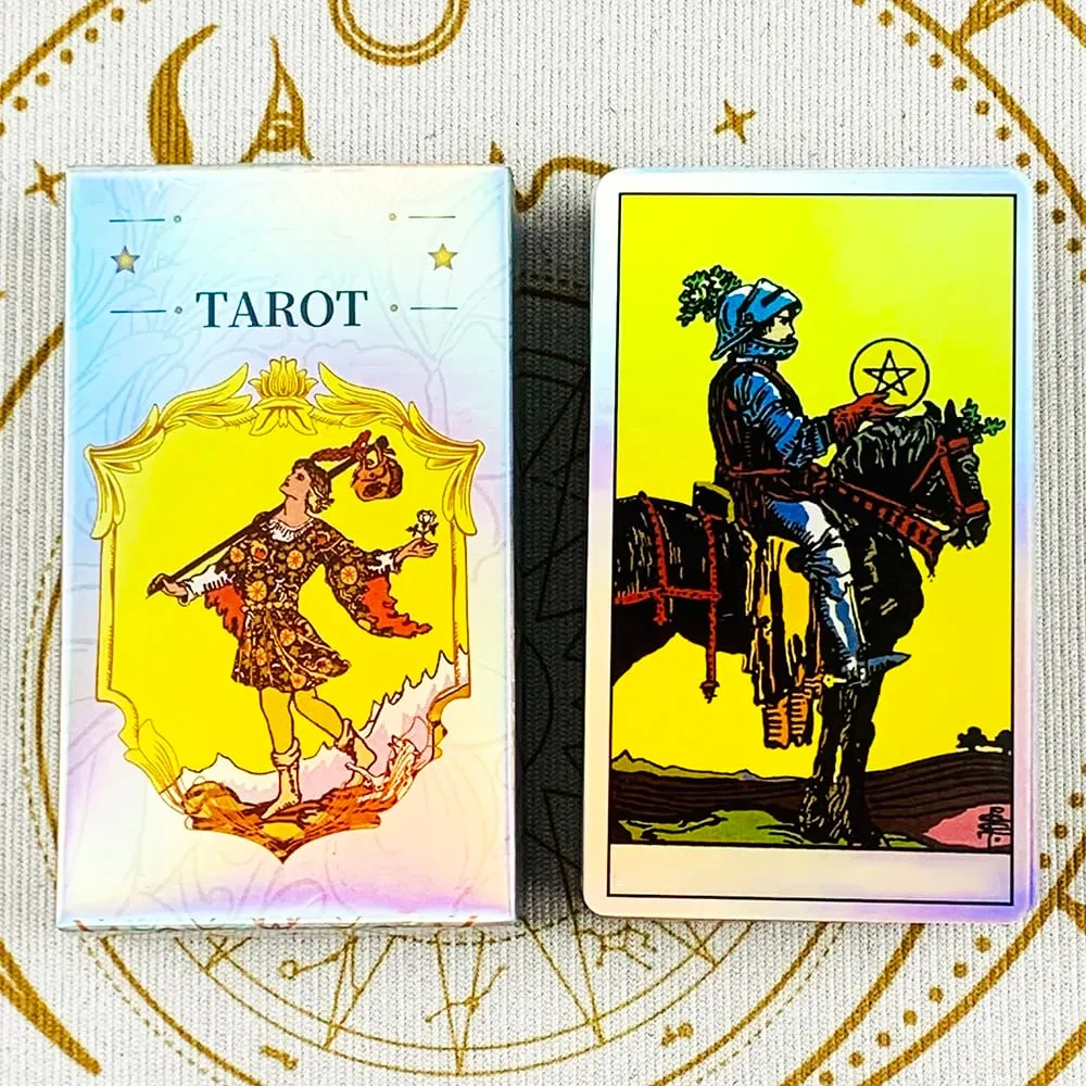 Holographic Rainbow Classic Tarot Deck 78Pcs Iridescent Tarot Cards With Guidebook Divination Oracle Card For Beginners