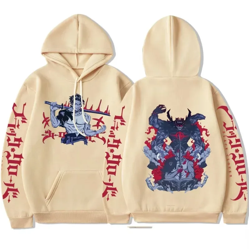 Black Clover Japanese Anime Hoodie Yami Sukehiro Graphic Sweatshirts Men's Harajuku Clothes Casual Oversized Sportswear
