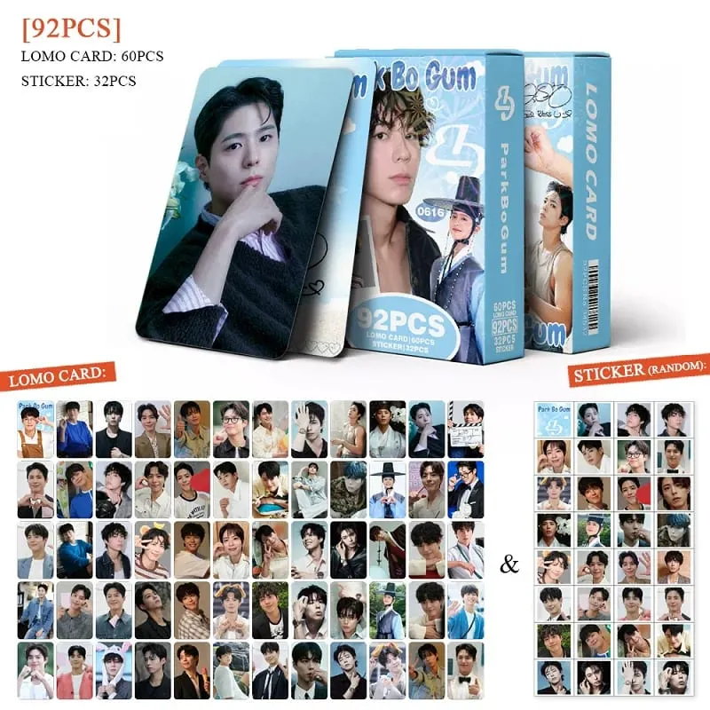 92Pcs Park Bo Gum Lomo Cards Set 60 HD Portrait Photocards 32 Mini Stickers Korean Actor Photo Card Pack Gifts For Fans