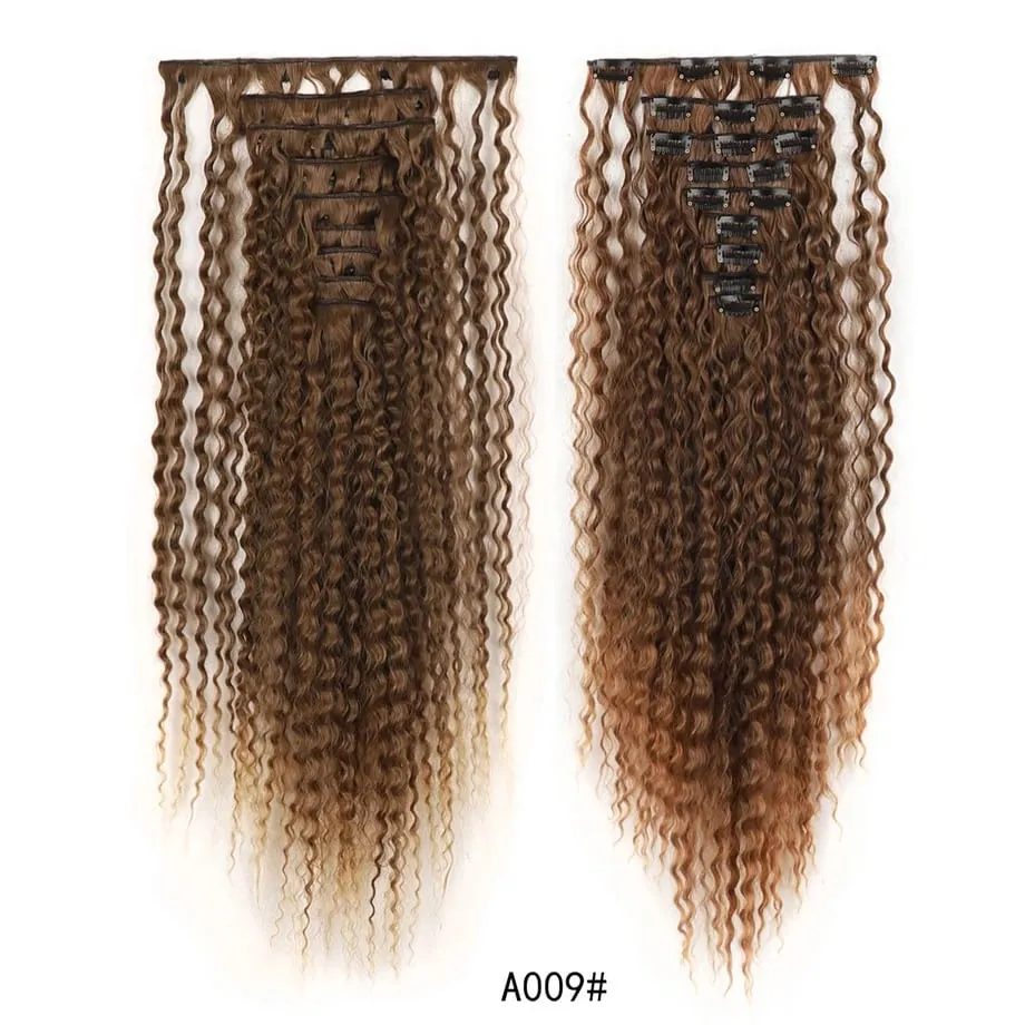 9pcs Clip in Hair Extensions 22 Inch Curly Wavy Hair Extension Loose Long Soft Synthetic Hairpieces for Women Daily Hairstyle