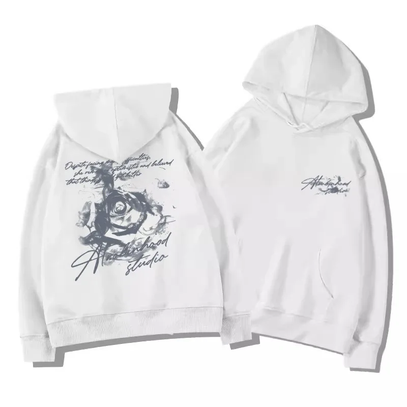 Kwiat róży Mężczyźni Kobiety Bluza z kapturem Outdoor Street Casual Loose Sports Comfort Sportowa Wszechstronna Codzienna zimowa jesienna bluza