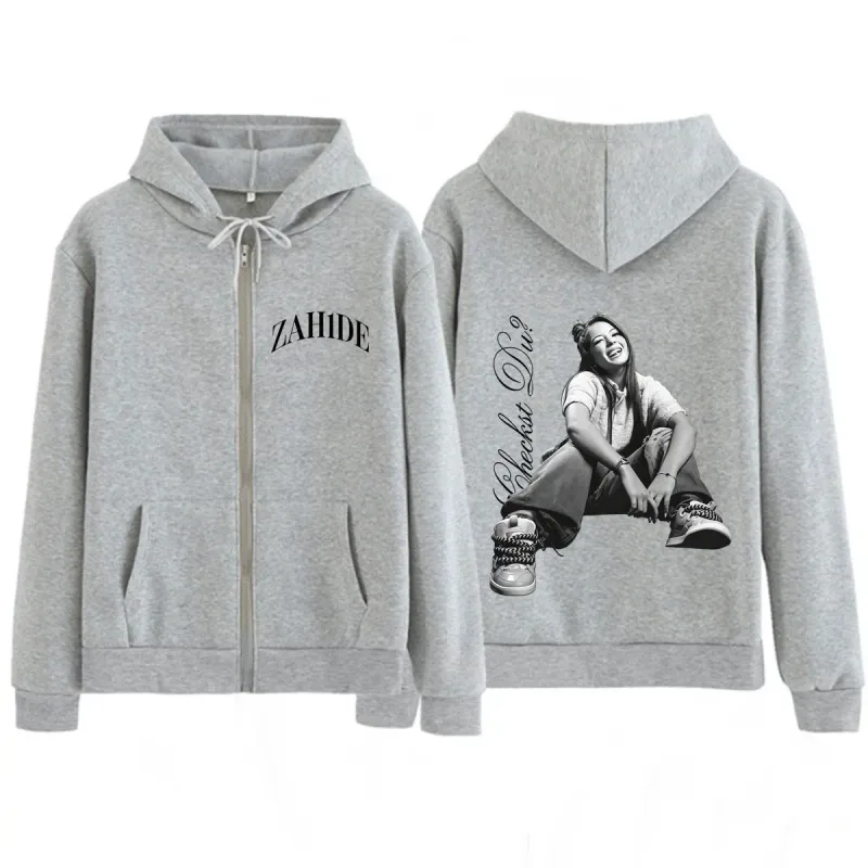 Singer Zahide Tour 2026 Merch Graphic Zipper Hoodies Men Women Fashion Winter Hip-hop Loose Casual Vintage Zip Up Sweatshirts