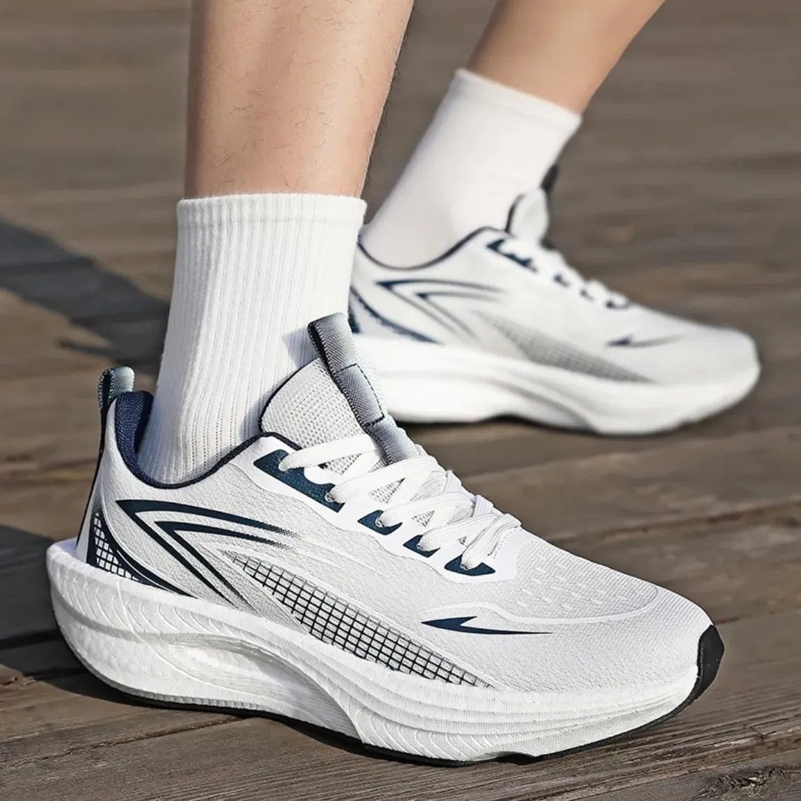 Carbon Plate Marathon Running Shoes Men Air Cushion Breathable Lightweight Shock Absorbing Non Slip Athletic Sneakers