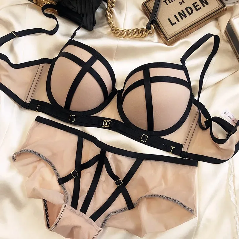 Novo sexy clássico bandagem push up sutiã conjunto para roupa interior feminina europa rendas emenda cd cup plus size sutiã lingerie feminina