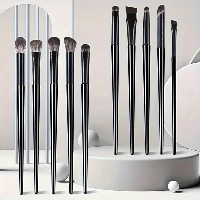 10pcs Soft Hair Eye Shadow Brush Set Eye Makeup Halo Dye Sleeping Silkworm Eyeliner Blade Eye Detail Makeup Brush