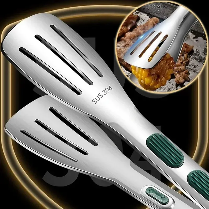 Stainless Steel Food Tongs Household Kitchen Thickened Heat-resistant Steak Tongs Food Buffet Barbecue Roasted Meat Bread Clips