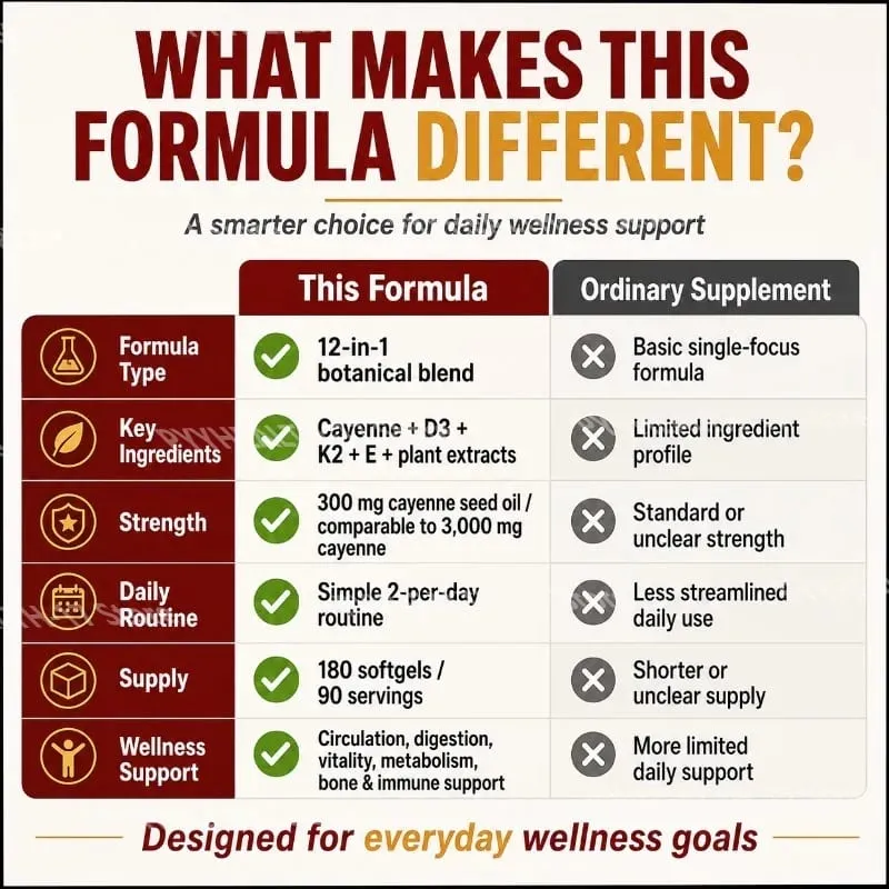 Cayenne Pepper Softgels with 12-in-1 Enhanced Botanical Formula for Antioxidant and Vascular Health Support 180 Softgels