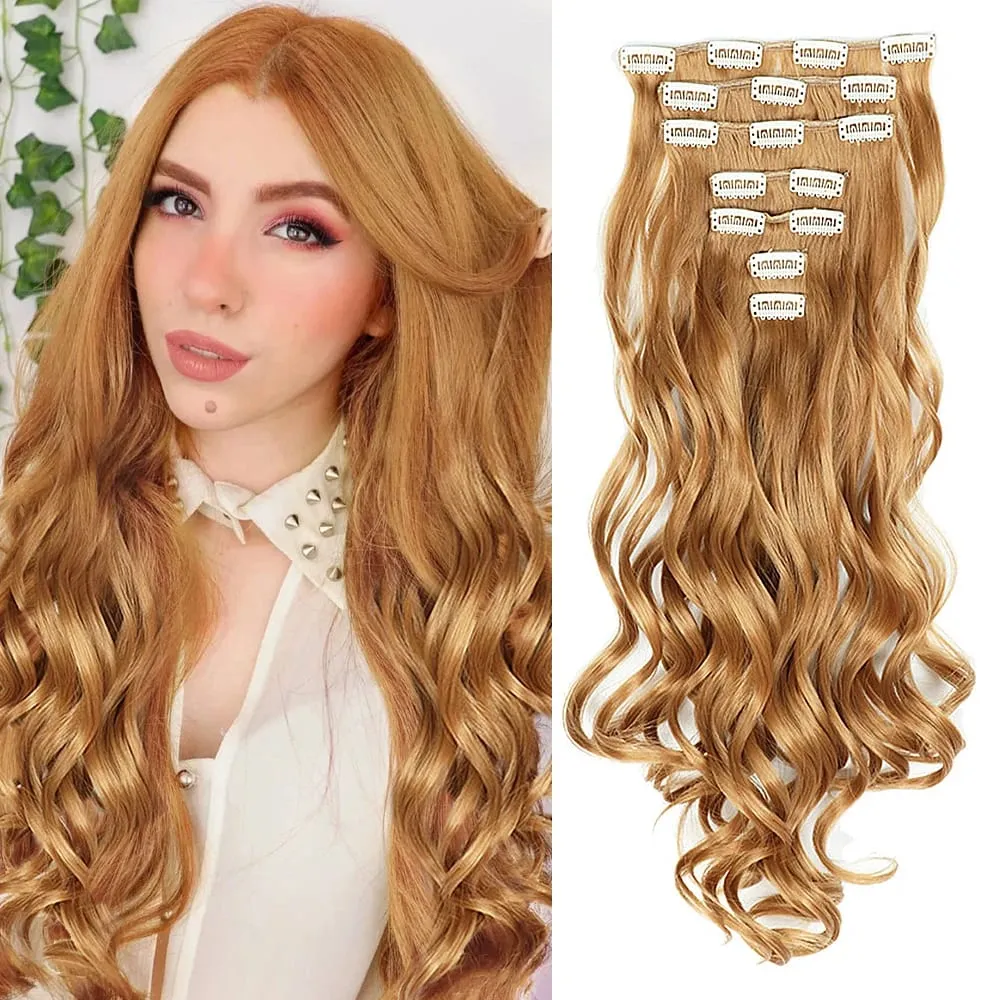 Synthetic Clip in Hair Extensions Purple hairpieces 7pcs/set 22inch Thick Hair for Women Girls Daily Party Cosplay