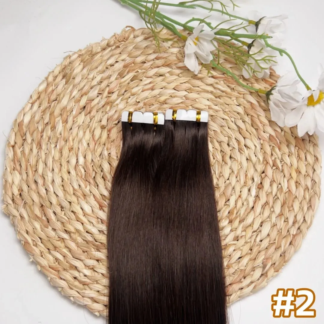 Mini Tape Hair Extensions 18"-30" Machine Remy Skin Weft Adhesive Tape In 100% Human Hair Natural Black Brown Blonde Tape On