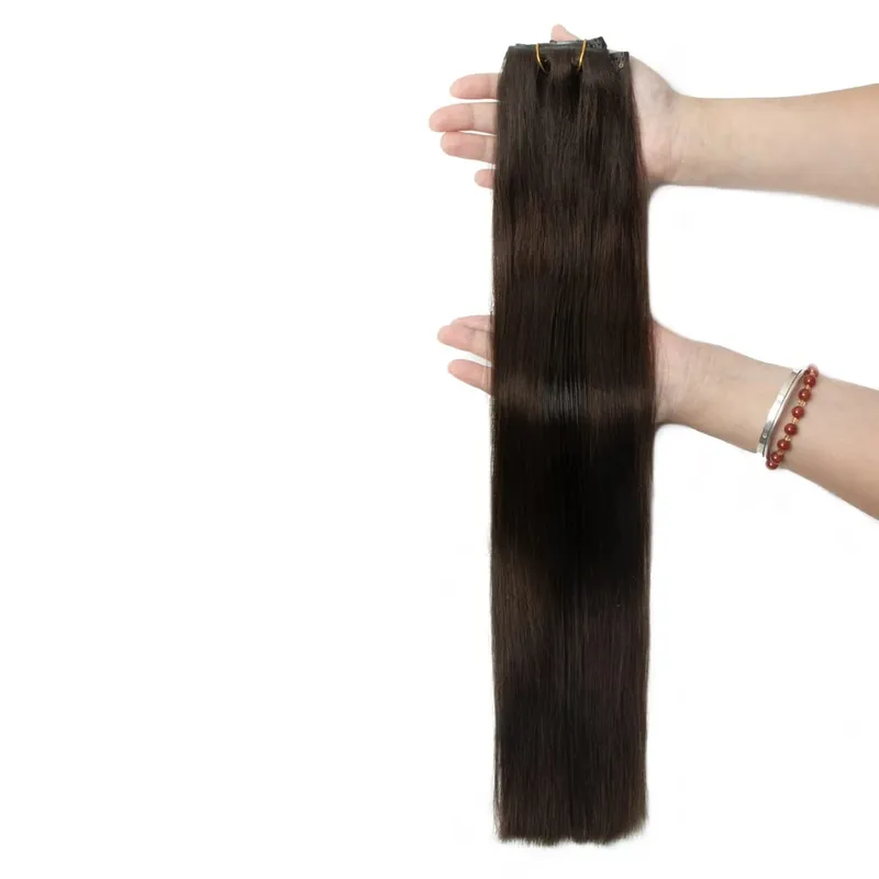 Extensiones con clip ligeras para mujer, juego de 7 Uds., cinta Invisible de PU, trama de cabello humano Natural de PU inyectado, 12-24 pulgadas, uso de longitud adicional