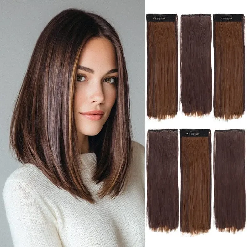 6Pcs 1 Clip Straight Short Synthetic Fiber Hair Extensions Clip In for Daily Makeup Party Cosplay Natural Looking Easy To Attach