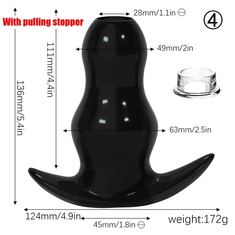 Purple TPE Hollow Tunnel Butt Plug Set - Graduated Open Anal Stretcher Plugs Flexible Sex Toy for Men & Women