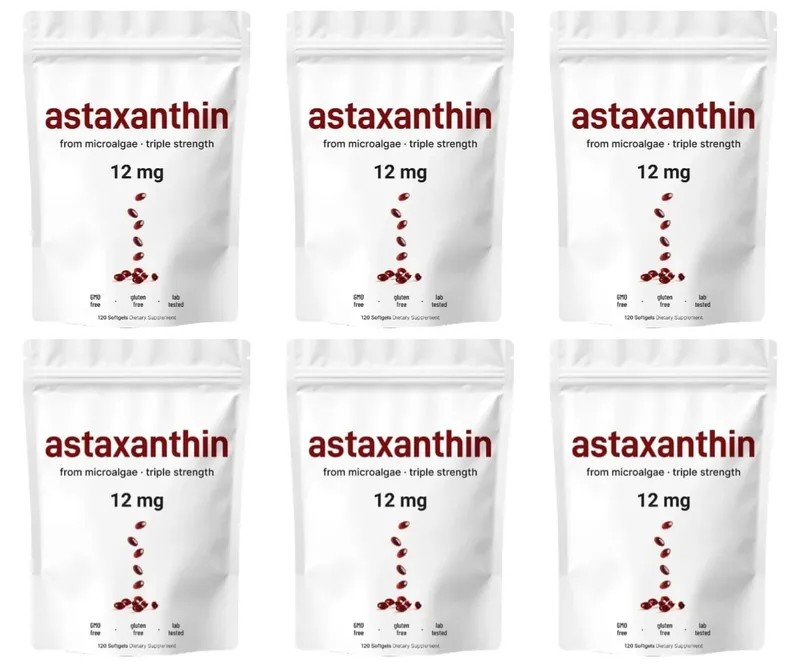 Astaxanthin 12mg with Fresh Microalgae Source Daily Nutritional Support Antioxidant Supplement 120 Softgels