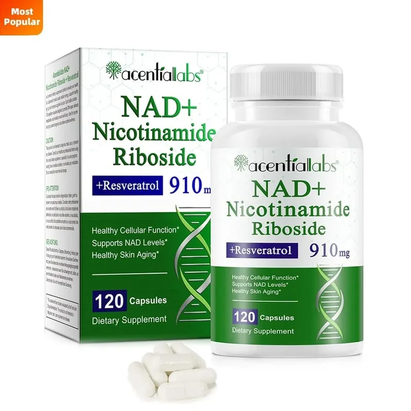 NAD+ Nicotinamide Riboside Capsules with Resveratrol & Quercetin for Cellular Health & NAD+ Levels Support Adults 120 Capsules