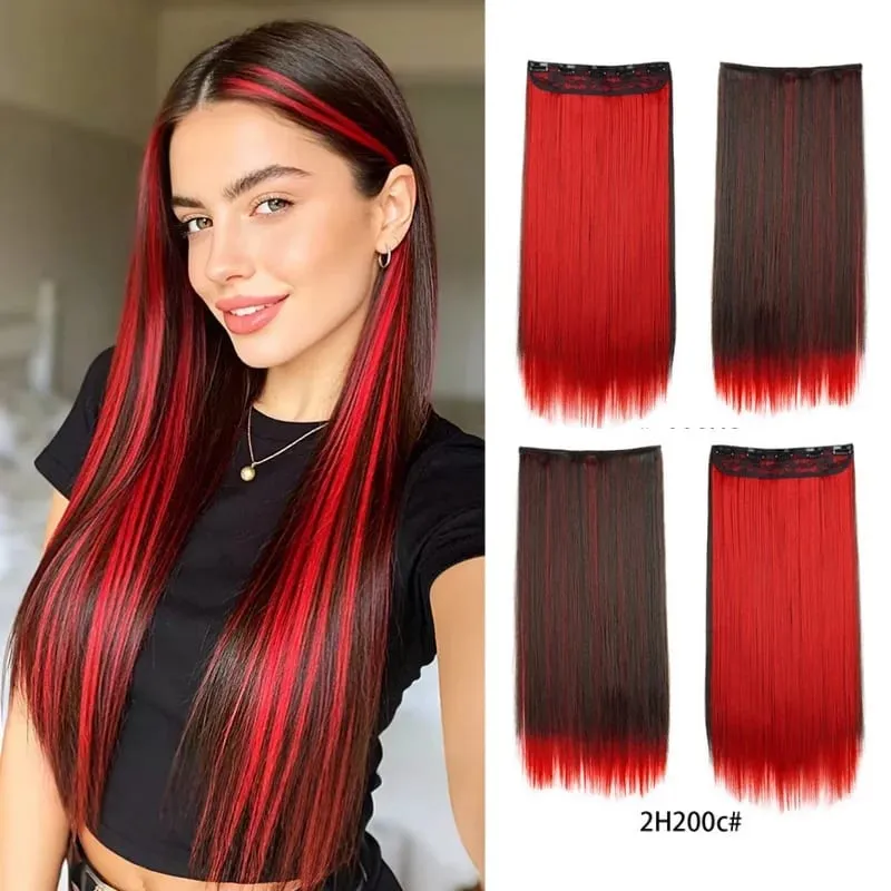 Synthetic 24Inch Long Straihgt Hair Extension Heat-Resistant Fiber Hair Cosplay Hairpieces for Women halloween wig