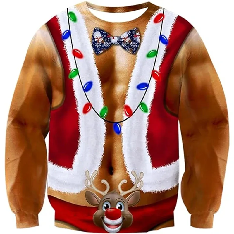 Suéter feo de Navidad, sudaderas divertidas con estampado 3D de patrón muscular para hombres, nueva moda, jersey, disfraz de fiesta, regalo de Navidad — image 3