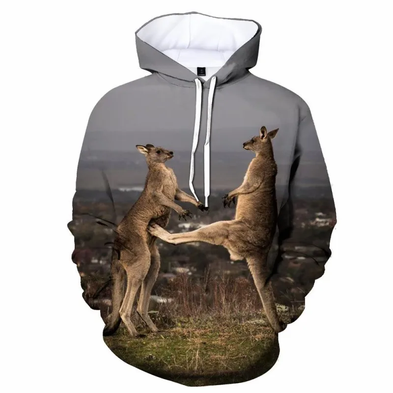 Kangaroo Printed Men's Anime Men's Clothing Sportswear Street Wear Four Seasons Men's Sportswear Pullover Hoodie Tops