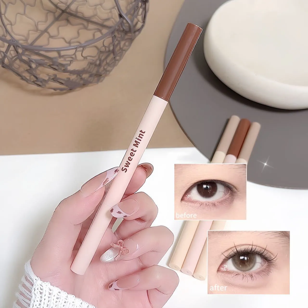 Double Head Eyeliner Pen Lying Silkworm Eye Brighten Bronzer 2 in 1 Waterproof And Durable Not Easy To Halo Dye Natural Makeup