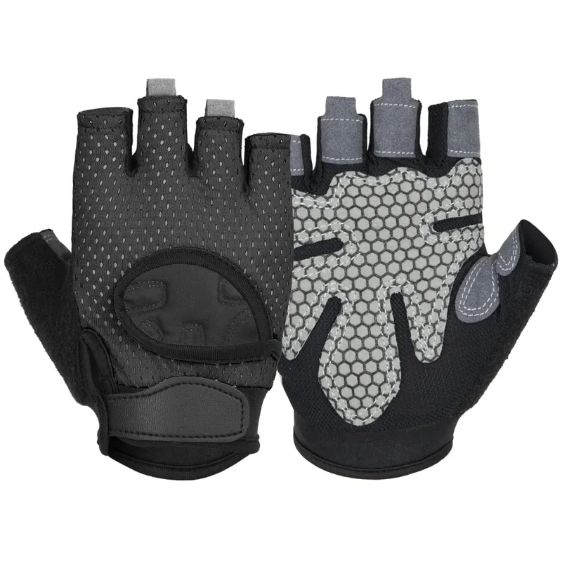 Anti-Slip Shock Åndbare Halvfinger Handsker Åndbare Cykelhandsker Fitness Gym Bodybuilding Crossfit Motion Sportshandsker — image 10