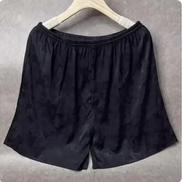 100% Mulberry Silk Men Boxer Underwear Couple Rubber Band Thin Short Home Pants Promotion Woman Can Wear