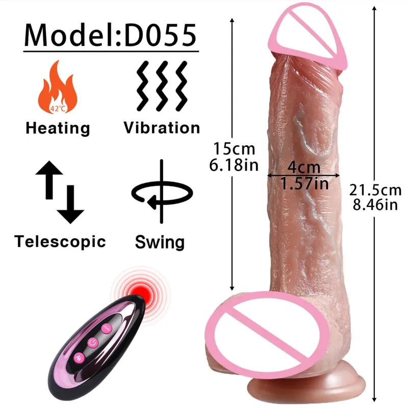 Realistic Dildo Vibrator Telescopic Sex Toys Vibrating Heated Silicone Penis Female Vaginal Masturbator Anal Plug Adult Supplies
