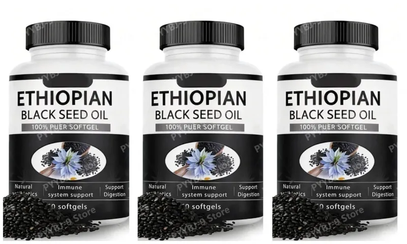 Ethiopian Black Seed Oil Softgels 60 Count 100% Natural Gluten Free Non GMO Antioxidant Immune Digestive Daily Health Supplement