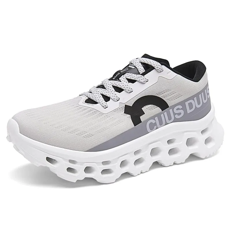 Men's running shoes hollow cushioning thick soled sneakers breathable mesh lightweight non-slip sneakers outdoor fitness shoes