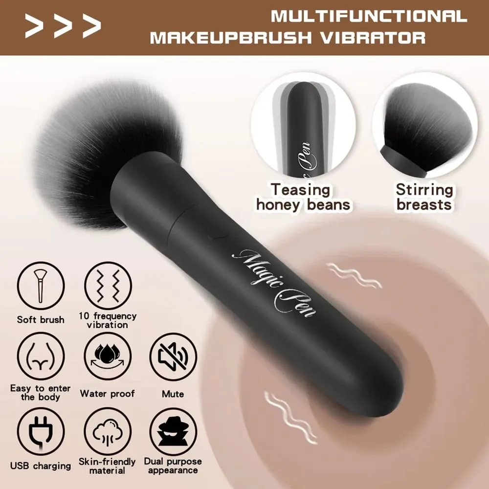 Makeup Brush G Spot Vibrator Sex Toys Powerful Vibrating Vagina Nipple Orgasm Stimulator USB Wireless Charging AV Stick Massager