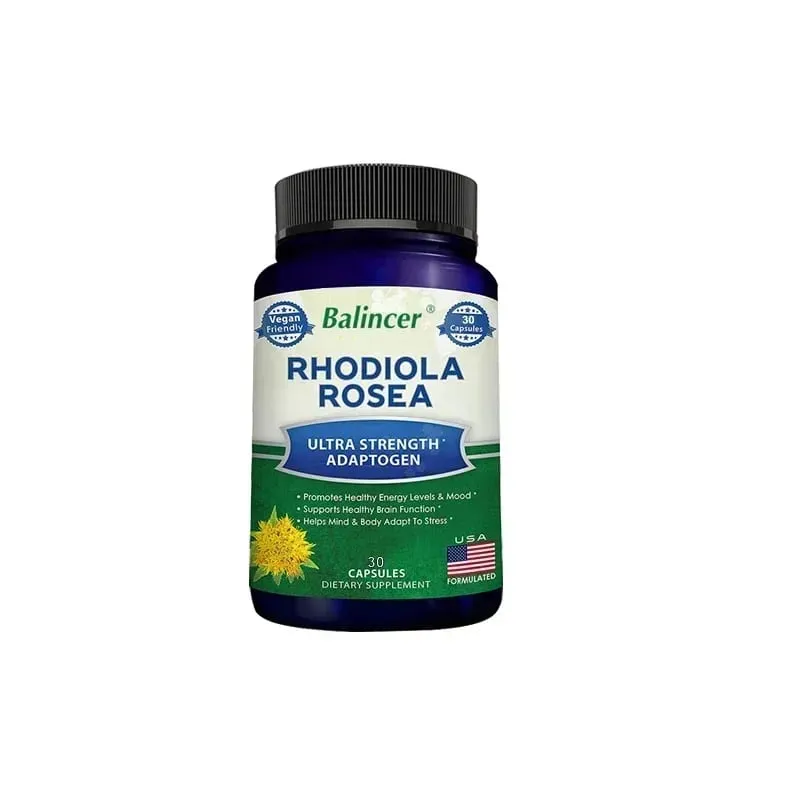 Rhodiola Rosea 1000mg Capsules Natural Herbaceous Plants Stress Relief Energy Mood Focus Support Brain Health Gluten Free