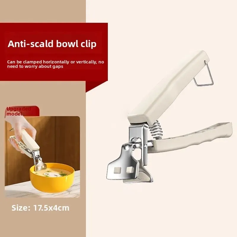 Heat Resistant Bowl Tongs Kitchen Utensils Steamer Stainless Steel Plate Elevator Cooking Safety Clamp Tool