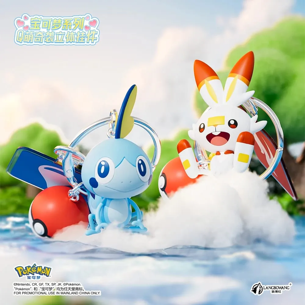 Originální Pokémon Scorbunny Keychain Grookey Riolu Sobble Wobbuffet Cubone Anime Akční figurka Hračka Klíčenka Přívěsek s vůní Dárek