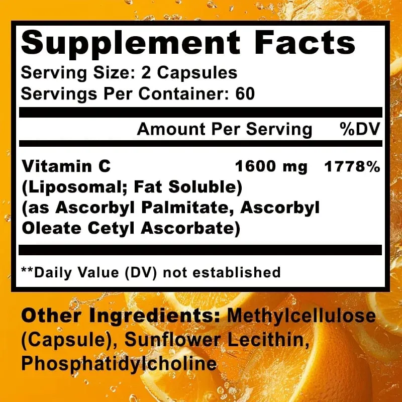 Liposomales Vitamin C 1600 mg – fördert die Kollagenproduktion und unterstützt das Immunsystem. Starkes Antioxidans