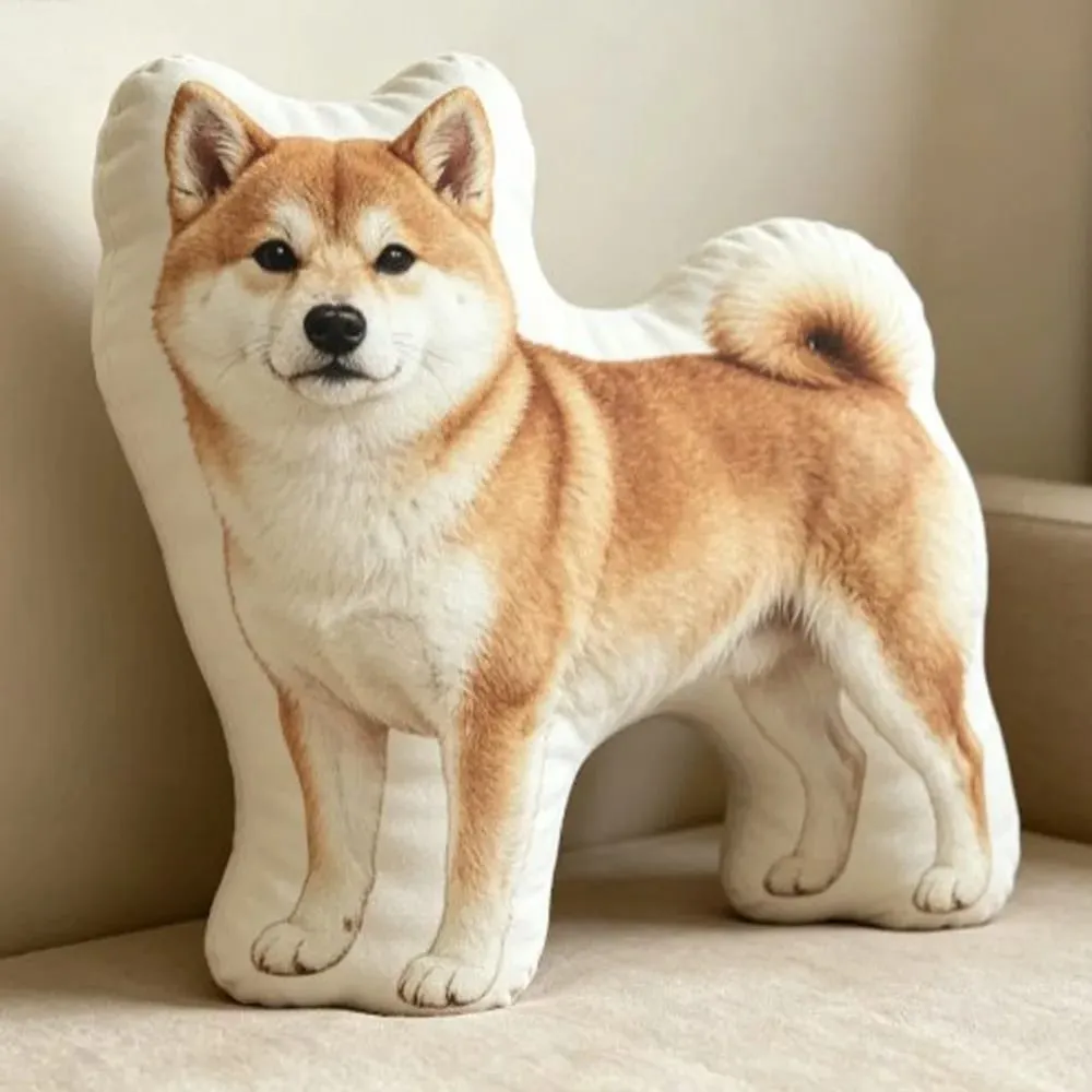 Dog Shaped Pillow Animal Throw Pillow Decorative Animal Pillow Soft Fabric Shiba Dog Cushion PP Cotton Filling