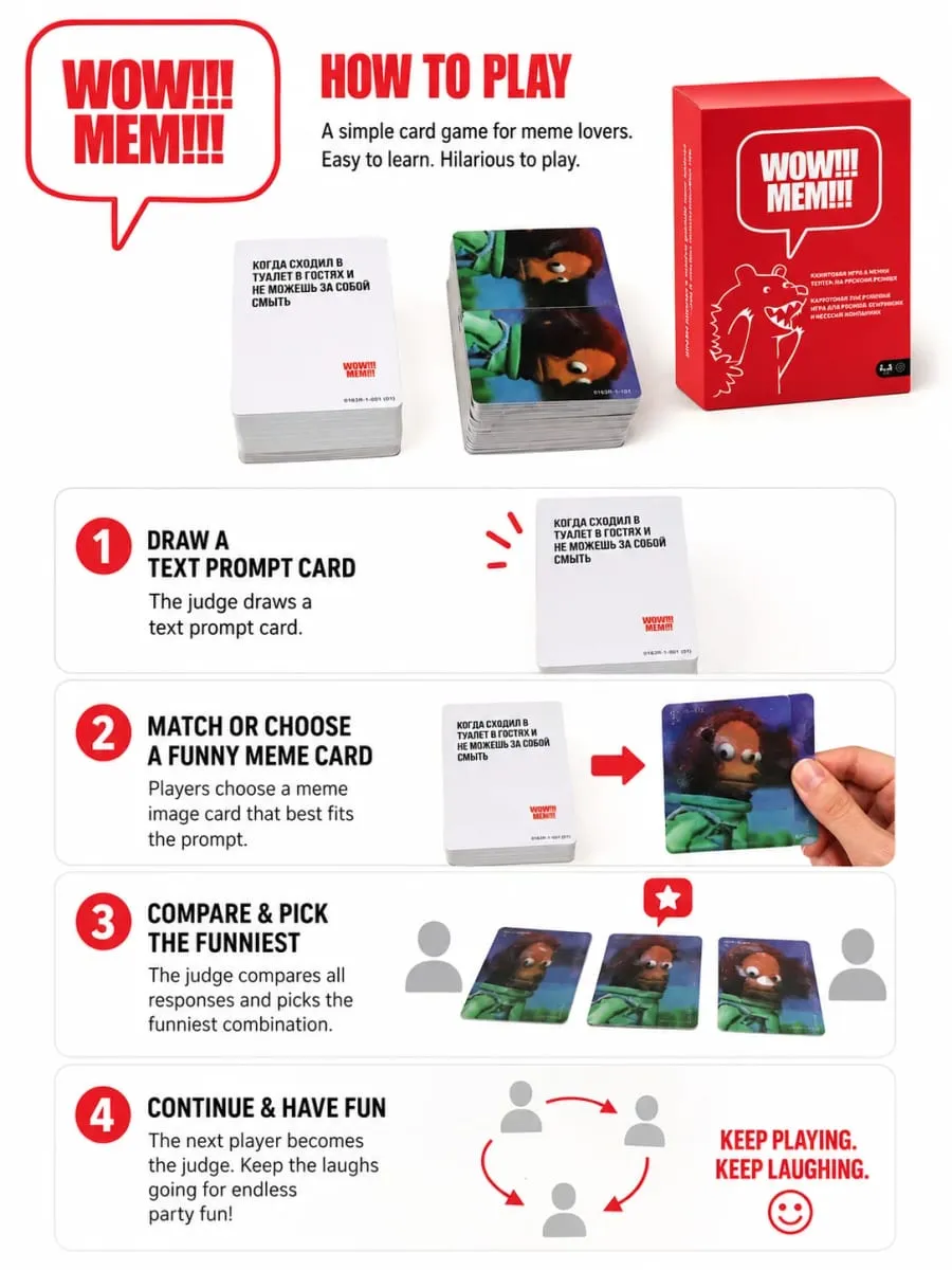 Russian Version Meme Card Game Funny Party Game with Meme Cards Social Deduction Board Game for Friends Family Entertainment