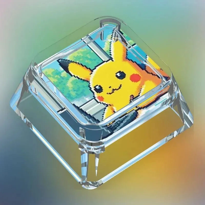 Creative Workman Style Pokémon Doll Transparent Single Keycap Cartoon Cute Snorlax Pikachu Cross Axis Mechanical Keyboard Keycap
