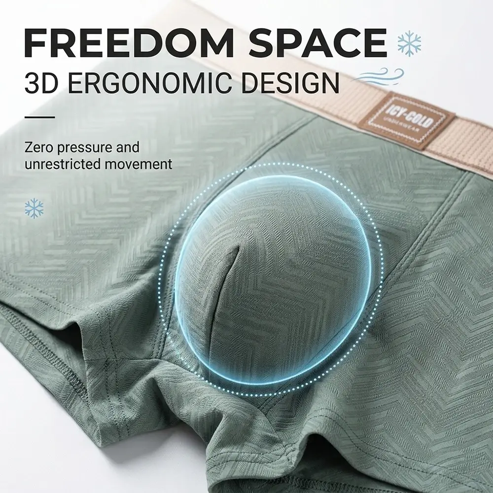 1/3 Uds. Boxers transpirables refrescantes de verano para Hombre, bragas de seda de hielo a rayas con ondas sólidas a la moda para Hombre, ropa interior de alta elasticidad para Hombre
